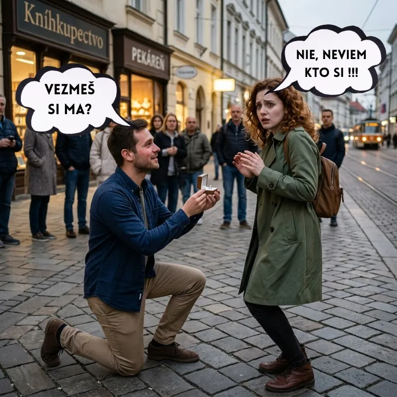 Žiadosť o ruku na prvom rande — ilustrácia
