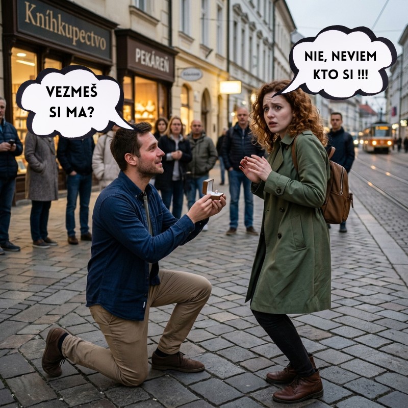 Žiadosť o ruku na prvom rande — ilustrácia
